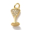 Brass Micro Pave Cubic Pendants, Real 18K Gold Plated, Martini Charms, Wine Glass Charms, Cadmium Free & Lead Free, Golden, 14x7x6mm, Hole: 3mm