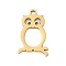 201 Stainless Steel Pendants, Owl Charms, Real 18K Gold Plated, 17x10.5x1mm, Hole: 1.4mm