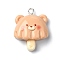 Resin Pendants, with Iron Findings, Bear, 27x21x9.5mm, Hole: 2mm