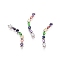 Chakra Brass Micro Pave Cubic Zirconia Links connectors, Colorful, Platinum, 8x32x3mm, Hole: 0.8mm