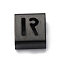 Ion Plating(IP) 304 Stainless Steel Square Slide Charms, Black, Letter R, 9x8x4mm, Hole: 3.5x8.5mm