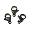 Ion Plating(IP) Polished 316 Surgical Stainless Steel Lobster Claw Clasps, Parrot Trigger Clasps, Black, 12x7x3.5mm, Hole: 1mm