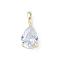 Brass Pendants, Teardrop Charms, with Micro Pave Cubic Zirconia and Crystal Zirconium, Cadmium Free & Lead Free, APR, Golden, Alice Blue, 14x6x5mm, Hole: 2.5x4mm