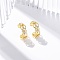 Rack Plating Brass Micro Pave Clear Cubic Zirconia Cuff Earrings, Lead Free & Cadmium Free, Oval, Real 18K Gold Plated, 14x5mm