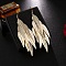 Alloy Leaf Cluster Tassel Dangle Earrings, Golden