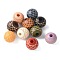 Wood Beads, Round with Mesh Pattern, Mixed Color, 16x15mm, Hole: 4.5mm