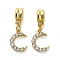 Rack Plating Brass Micro Pave Cubic Zirconia Charms, Long-Lasting Plated, Lead Free & Cadmium Free, Moon, Real 18K Gold Plated, 23mm, Hole: 3.5mm