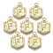 Alloy Pendants, Cadmium Free & Nickel Free & Lead Free, Hexagon with Letter, Real 18K Gold Plated, Letter.F, 17.5x13x2mm, Hole: 2mm