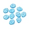 Handmade Lampwork Beads, Runes, with Enamel, Sky Blue, 19.5~20x17x5~5.5mm, Hole: 1.2mm