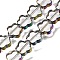 Electroplated Transparent Glass Beads Strands, Flower, Colorful, 11.5x12x4mm, Hole: 0.8mm, about 35pcs/strand, 15.94''(40.5cm)