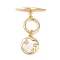 Brass Micro Pave Clear Cubic Zirconia Toggle Clasps, with Shell, Star, Real 18K Gold Plated, Planet: 30mm, Pendant: 15x13x2mm, Hole: 1.2mm, Bar: 22x4x4.5mm, Hole: 1.2mm