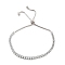 Brass Pave Clear Cubic Zirconia Horse Eye Box Chain Slider Bracelets, Nickle Free, Long-Lasting Plated, Platinum, 10-1/4 inch(26cm), link: 2x4mm