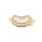 Brass Micro Pave Clear Cubic Zirconia Box Clasps, with Natural Shell, 1-Strand, 2-Hole, Real 14K Gold Plated, 9x20x5mm, Hole: 1.2mm