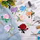 Arricraft 9 paires de patchs brodés de fleurs de roses de couleurs mélangées PATC-HY0001-13-4