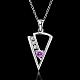 Silver Color Plated Brass Cubic Zirconia Triangle Pendant Necklaces NJEW-BB09484-B-4
