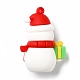 クリスマス pvc プラスチック ペンダント  プレゼントを持った雪だるま  ホワイト  49x35x22mm  穴：3mm X-KY-C009-17-2
