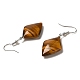Boucles d'oreilles pendantes en losange avec pierres précieuses naturelles mélangées EJEW-E296-04P-3