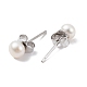 Orecchini a bottone con perle rotonde di perle naturali EJEW-E298-01A-01P-2