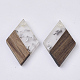 Transparent Resin & Walnut Wood Pendants X-RESI-T042-01-A02-1