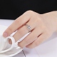 Double coeur avec croix 304 anneau réglable en acier inoxydable pour femme RJEW-B035-06P-4