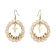 Pearl Beads Brass Dangle Earrings EJEW-JE04568-02-2