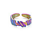 Rainbow Color 304 Stainless Steel Empaistic Open Cuff Rings RJEW-N038-044M-1