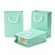 Sacs en papier kraft, avec poignées, sacs-cadeaux, sacs à provisions, rectangle, aigue-marine, 16x12x5.9 cm