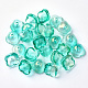 Bouchons de perles en verre peint à la bombe transparent à 4 pétale GGLA-S054-009B-04-1