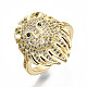 Men's Brass Micro Pave Clear Cubic Zirconia Cuff Rings RJEW-S045-030G-NR-1