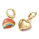 Cuore con arcobaleno orecchini a cerchio pendenti in vero ottone placcato oro 18k EJEW-L268-042G-06-2