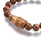 Bracelets extensibles de perles de bois pour hommes X-BJEW-JB04121-02-3