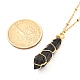 Double Pointed Natural Lava Rock Pendant Necklace NJEW-JN03720-04-4