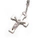 Crucifix Cross with Virgin Mary Rosary Bead Necklace NJEW-E070-16GP-3
