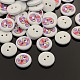 2-Hole Flat Round Number Printed Wooden Sewing Buttons X-BUTT-M002-6-1