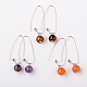 Natural Gemstone Round Bead Earrings EJEW-JE01150-1