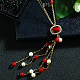 Plaqué 18k or véritable strass en alliage et rond acrylique colliers de perles pendentif pompon pull NJEW-DD0009-162D-2