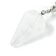 Porte-clés pendentif cône en cristal de quartz naturel G-Z033-01U-P-2