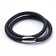 Two Loops Braided Leather Cord Wrap Bracelets BJEW-F291-13P-1