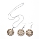 Boucles d'oreilles pendantes en bois non teint et colliers pendentifs ensembles de bijoux SJEW-JS01057-1