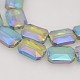 Rectangle Electroplate Rainbow Plated Glass Beads Strands EGLA-P002-F04-2