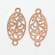 Flat Oval with Floral Pattern Connectors Brass Filigree Link Joiners KK-M005-04RG-1