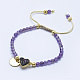 Bracelets de perles tressées naturelles améthyste BJEW-I258-G01-1