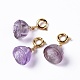 Natural Amethyst Lotus Seedpod Spring Ring Clasp Charms HJEW-P014-05G-1