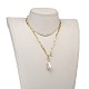Colliers à pendentif perle keshi perle baroque naturelle NJEW-JN02909-01-5