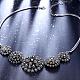 Fashion Women Jewelry Zinc Alloy Glass Rhinestone Flower Bib Statement Necklaces NJEW-BB15211-6
