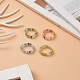 4Pcs 4 Color Glass & Brass Braided Bead Finger Rings Set RJEW-TA00064-2