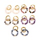 Round Faceted Natural Mixed Gemstone Hoop Earrings for Girl Women EJEW-JE04612-1