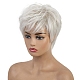 ショートストレートウィッグ  合成かつら  前髪あり  耐熱高温繊維  女性のために  銀  11.02インチ（28cm） OHAR-I019-05-3
