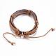 Adjustable Braided Cowhide Leather and Waxed Cord Multi-Strand Bracelets BJEW-G575-08-4