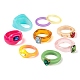 9pcs 9 anillos de dedo de resina de estilo RJEW-LS0001-07-4
